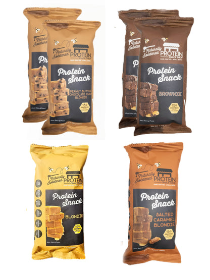Protein Brownie/Blondie Variety Pack, 6-Ct, Honey Sweetened, Gluten-Free, Snack Bar - Protein Snack Shop