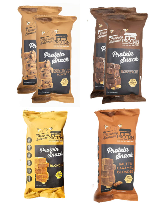 Protein Brownie/Blondie Variety Pack, 6-Ct, Honey Sweetened, Gluten-Free, Snack Bar - Protein Snack Shop