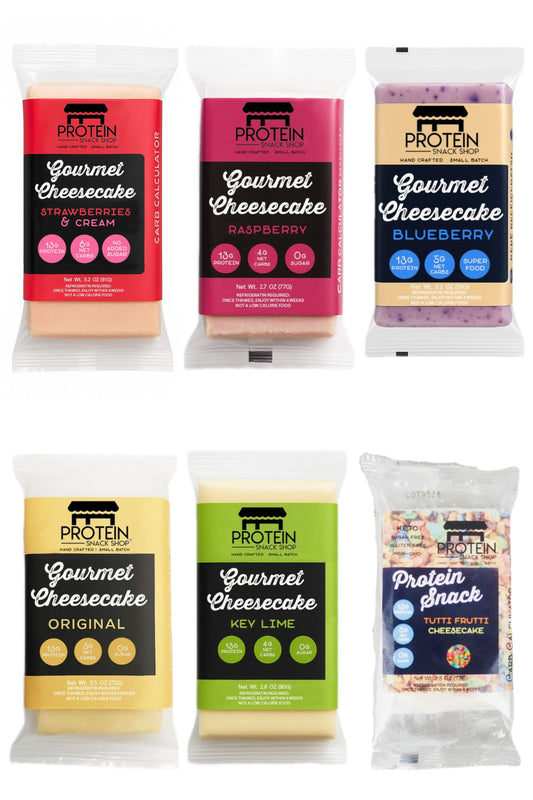 Protein Cheesecake Variety Pack, 6-Ct, Low Carb, Gluten-Free, Snack Bar - Protein Snack Shop