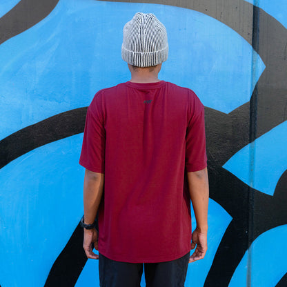 Men's Running Tee- Cabernet- RNNR - The Track and Field Store