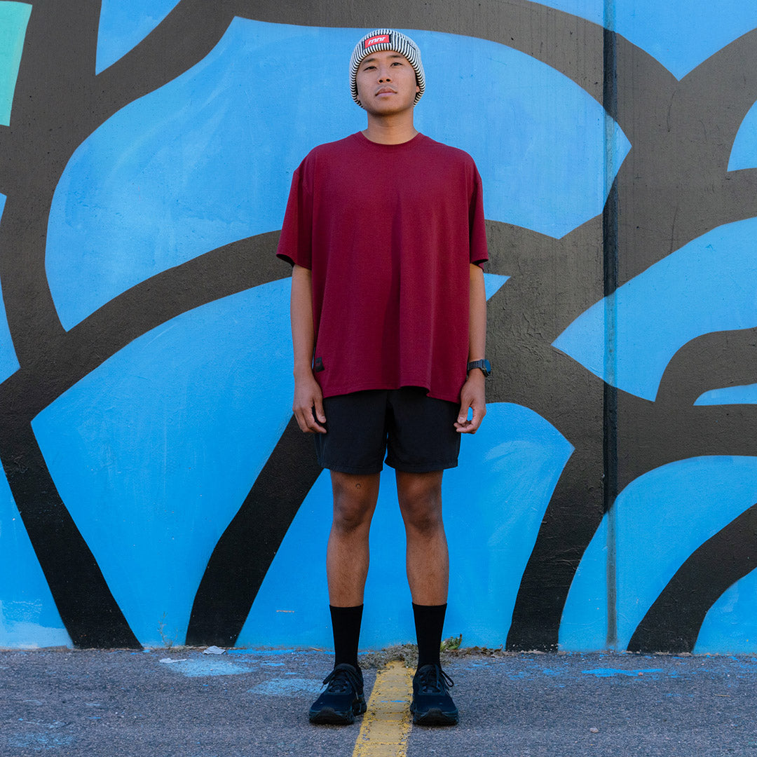 Men's Running Tee- Cabernet- RNNR - The Track and Field Store