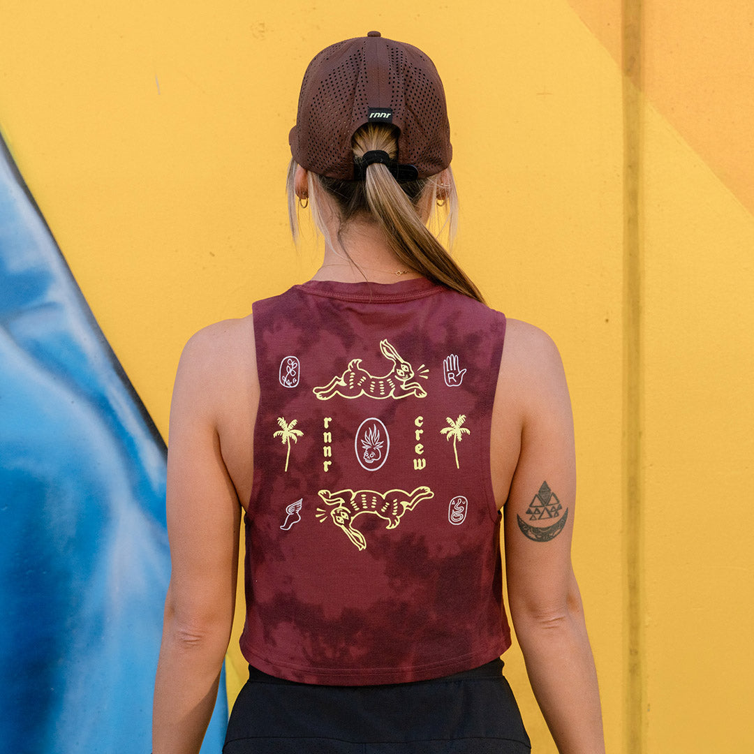 Women's Muscle Tee: Ruby Wine - RNNR - The Track and Field Store