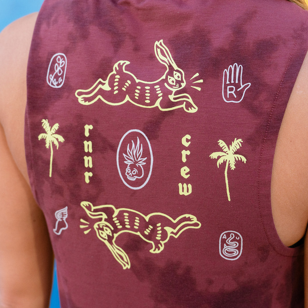 Women's Muscle Tee: Ruby Wine - RNNR - The Track and Field Store