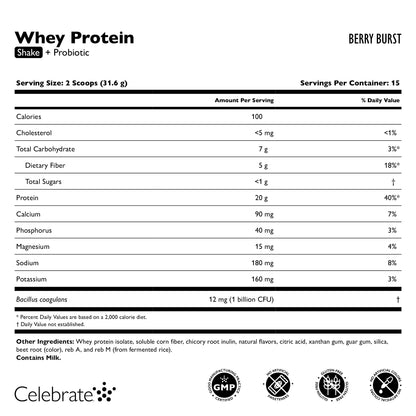 Celebrate® Whey Protein Shake + Probiotic