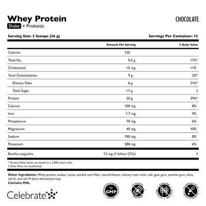 Celebrate® Whey Protein Shake + Probiotic