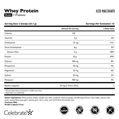 Celebrate® Whey Protein Shake + Probiotic