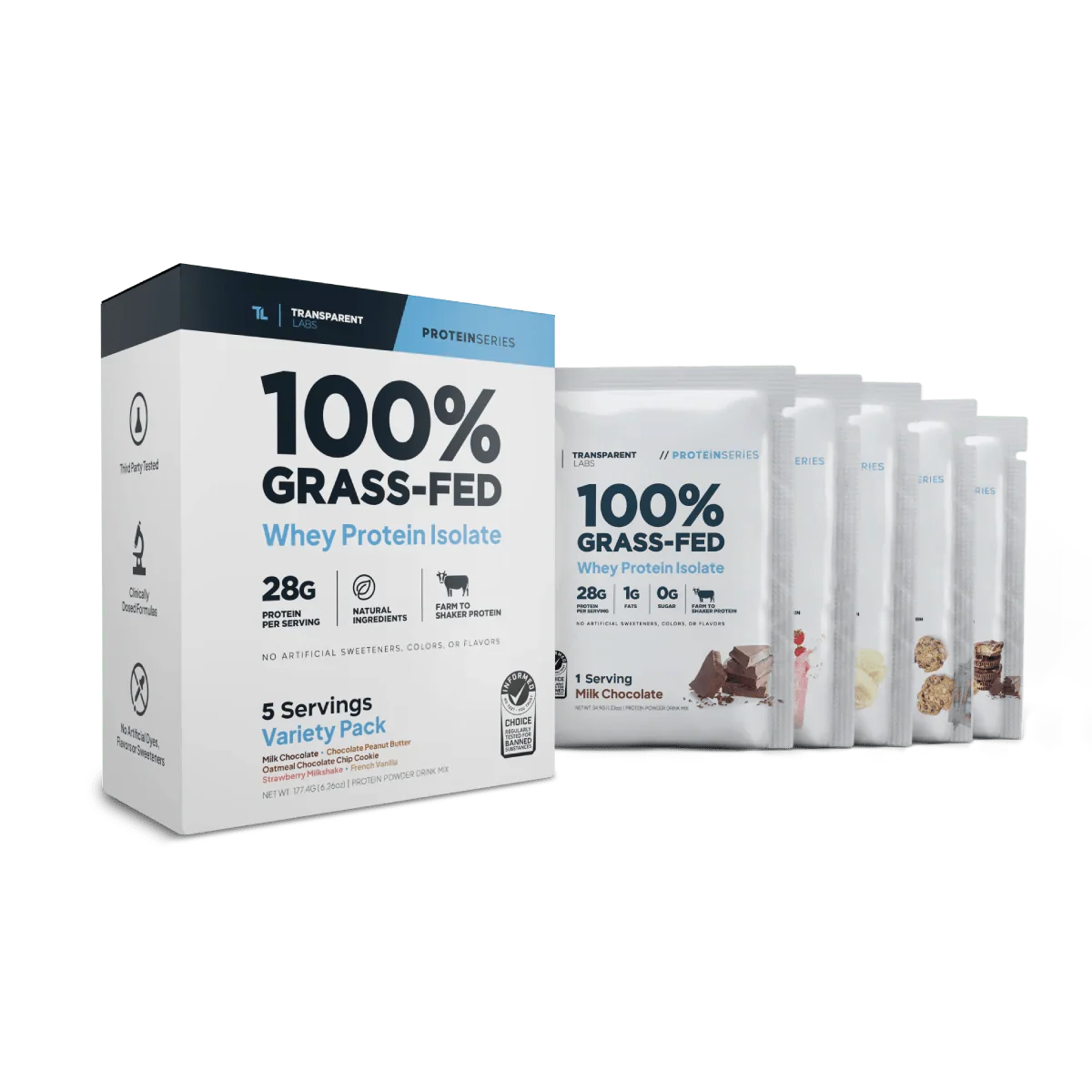 Transparent Labs 100% Grass Fed Whey Isolate - 5 Servings (Variety Pack)