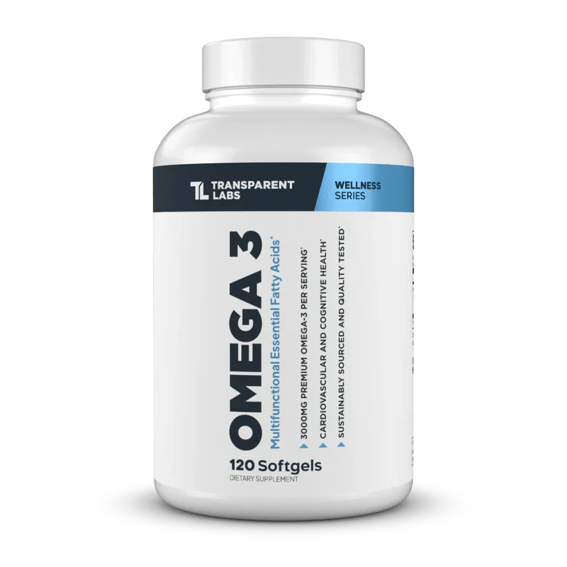 Transparent Labs Omega-3 | High Potency Fish Oil | 3,000mg Omega-3 | EPA + DHA Support - 120 Softgels