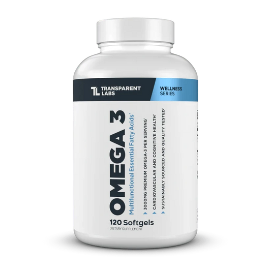 Transparent Labs Omega-3 | High Potency Fish Oil | 3,000mg Omega-3 | EPA + DHA Support - 120 Softgels