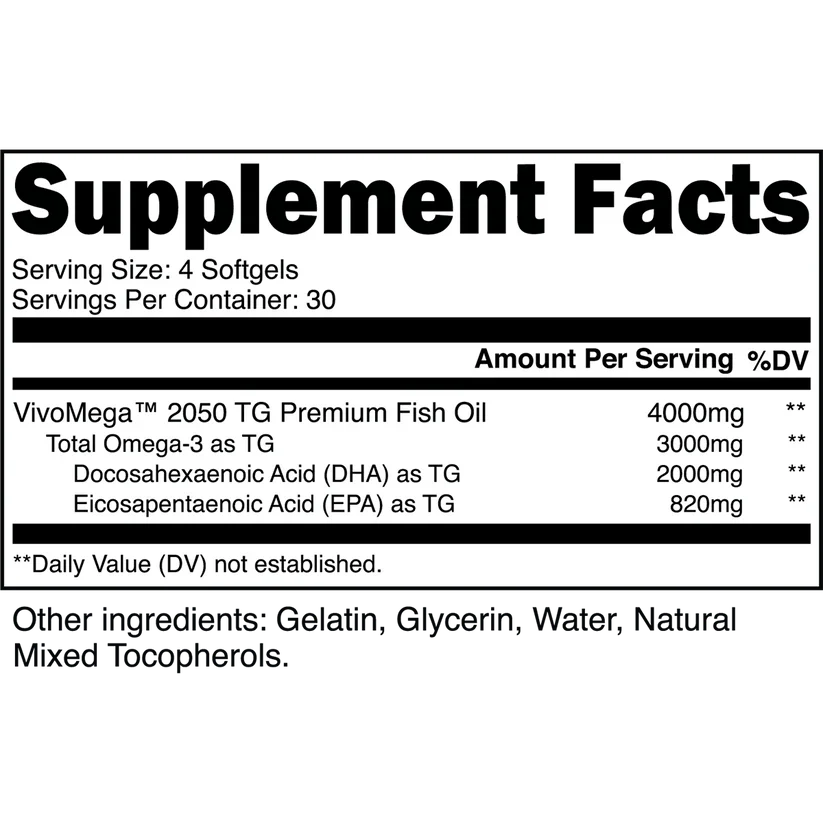 Transparent Labs Omega-3 | High Potency Fish Oil | 3,000mg Omega-3 | EPA + DHA Support - 120 Softgels