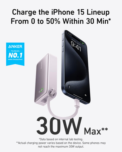 Anker Nano Power Bank (30W, Built-In USB-C Cable) Anker